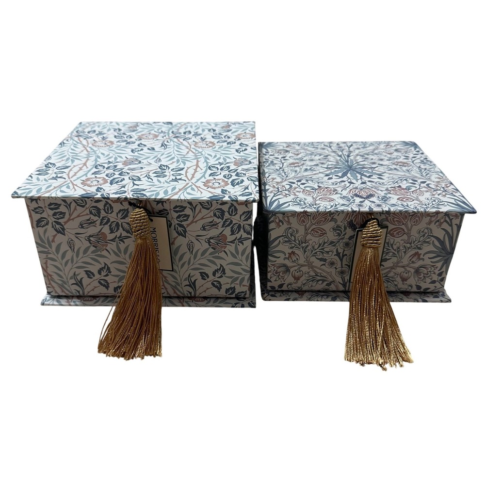 Morris & Co William Morris Botanical Floral Nesting Gift Box Set Tassels 2pc